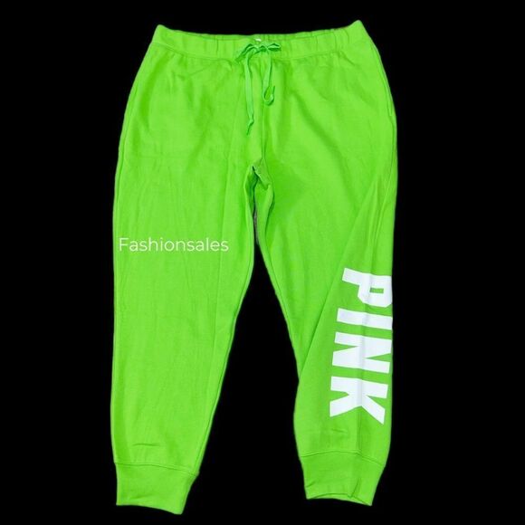 Victoria’s Secret Pink Relaxed Jogger Pants Fleece Lounge Bloom Green XXL - Picture 4 of 5